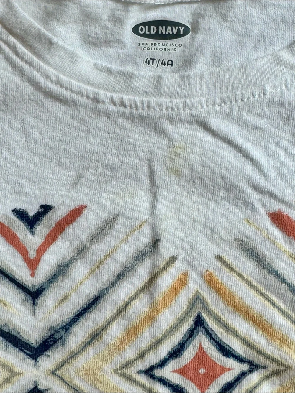 Old Navy White Short-Sleeve Tee with Orange & Navy Geometric Heart